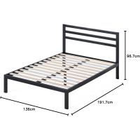 Cama 90x190 cm - Altura 36 cm con almacenaje debajo de la cama - Estructura de cama de plataforma de metal con cabecero - Negro - details 21