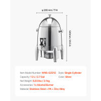 Dispensador de Bebidas de Acero Inoxidable SucceBuy, Contenedor de Bebidas de 12L con Quemador de Alcohol, Apto para Bebidas Calientes y Frías como Café, Té y Agua, con Grifo y Tubo de Hielo, Ideal para Restaurantes, Hoteles y Eventos - details 5