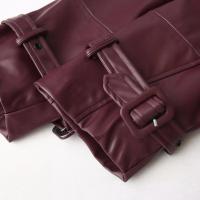 Chaqueta recortada de estilo europeo, chaqueta de cuero genuino roja para espectáculos y desfiles, novedad de 2025 - details 16