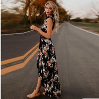 Vestido De Mujer Sin Mangas Con Estampado De Flores Y Corte Asimétrico Backless De Talla Ajustada Y Caída Bohemia Largo Hasta El Tobillo - details 2