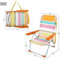 Silla de Playa Plegable 5 Posiciones, Rayas Multicolor, 48x60x90 cm, Incluye Cojín Acolchado, Asa Hombro, Soporte 110kg, Antivuelco, Multiposición, Respaldo Reclinable - details 2