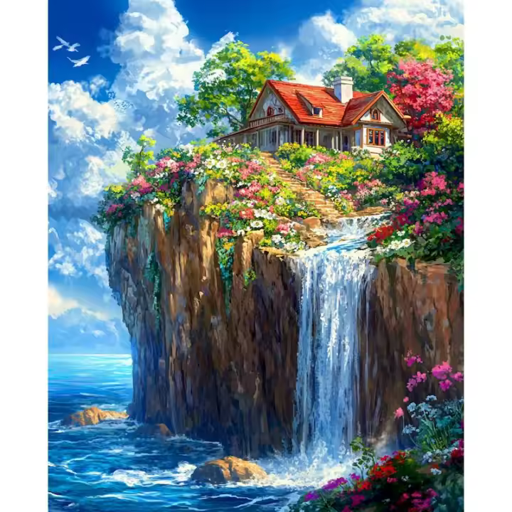 RUOPOTY Kit de Pintura DIY Moderno Pintura de Acrílico en Lienzo Paisaje con Cascada - 1