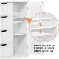 Armario de Baño de Suelo Mueble Auxiliar Comodo con 4 Cajones Estante Ajustable 81x30x83 cm Blanco - details 23