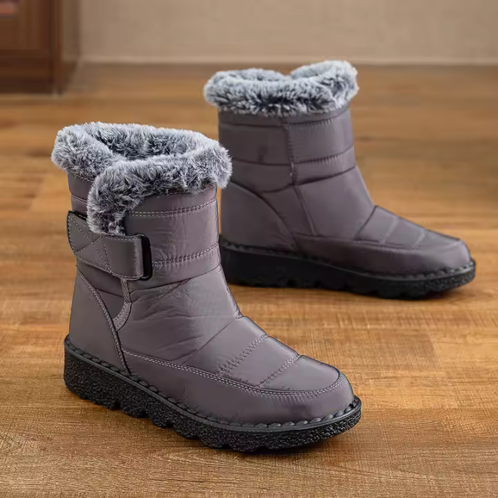 Zapatos de algodón gruesos y cálidos para mujer, de terciopelo, para nieve, planos de gran tamaño, impermeables, para invierno - 1