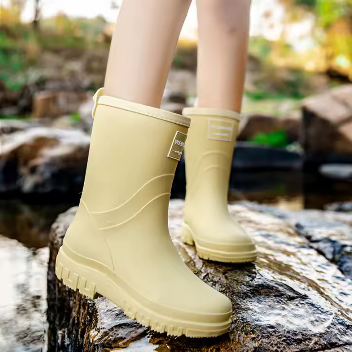 Botas de Lluvia de Moda Medios de la Pantorrilla Zapatos Impermeables de Alta Calidad para Señoras - 1