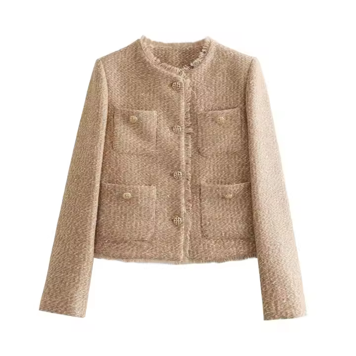 Blazer elegante con borlas Casual para mujer，Adecuado para el trabajo de oficina，Con botones y bolsillos - 1