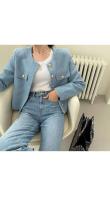 Chaqueta de Edición coreana para mujer, abrigo corto elegante de manga larga con cuello redondo, botón suelto francés a la moda, primavera y otoño 2025 - details 3