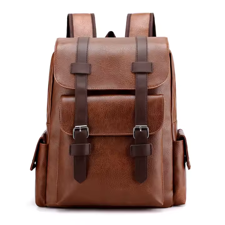Mochila para hombre, 15 pulgadas, lona y cuero impermeable, antirrobo mochila para ordenador grande, mochila escolar, viaje, Lycee Trabajo - 1