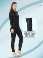 Traje de neopreno completo para mujer, con cremallera frontal, manga larga y pierna, material de cloropreno para buceo y deportes - details 4