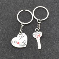 Llavero De Pareja Platinado Creativo Con Diseño De Corazón Y Llave Para Regalo De Boda Y Amoroso Accesorio De Moda - details 5