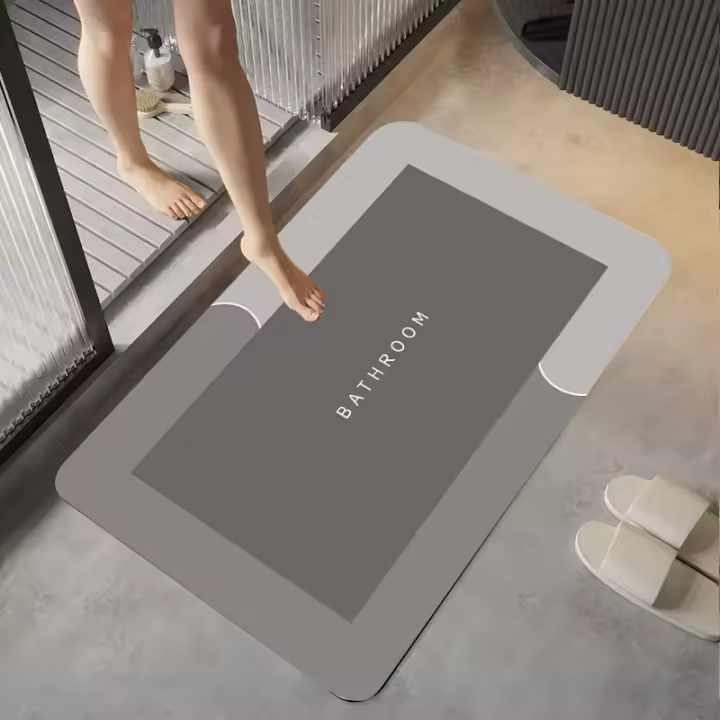 Alfombrilla absorbente para baño, cojín de barro de diatomeas, almohadilla para pies de secado rápido para puerta de baño de inodoro, almohadilla antideslizante para el hogar, alfombrilla para puerta - 1