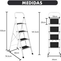 peldaños con Estructura de Acero |   Taburete Multifuncional con Superficie Antideslizante y Base Estable |   Ligera, portátil y Segura para hogar, Oficina y tareas domésticas - details 8