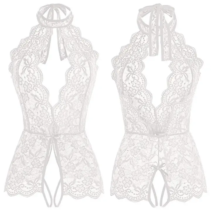 Lencería erótica con entrepierna abierta, disfraz Sexy, mono de peluche, conjuntos de ropa interior porno para mujer, 2 piezas con medias, tangas sexuales femeninas - 1