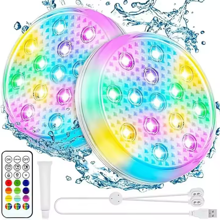 Luz subacuática recargable para piscina con control remoto IP68, luz LED flotante, cambio de color impermeable para spa - 1