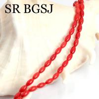 3x6mm pequeña forma de arroz rojo Natural mar bambú Coral suelto DIY accesorios de joyería cuentas espaciadoras hebra 15" - details 4