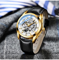 Reloj mecánico completamente automático con correa de cuero para hombre, reloj mecánico hueco, reloj luminoso e impermeable. - details 13