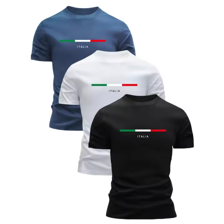 Juego de 3 camisetas 100% algodón, camisetas informales de verano, suaves y agradables para la piel, imprescindibles para hombres. - 1