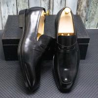 Zapatos clásicos de vestir de negocios de piel de vaca italiana y zapatos sin cordones - details 1