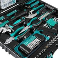 TLGREEN Kit de herramientas de reparación de automóviles para el hogar de 198 piezas, caja de herramientas de plástico con llave con juego de herramientas manuales generales para el hogar con caja de herramientas de plástico y estuche de almacenamiento - details 1