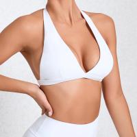 Sujetador deportivo con cuello en V para mujer, ropa interior sexy, top con espalda descubierta y cuello halter para fitness, ropa de yoga, sujetador activo para gimnasio con copas, color blanco - details 16