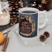 Taza de estantería 3D, taza de estante de biblioteca, diseño creativo del espacio, tazas multiusos, tazas blancas, amantes de los libros, taza de café - details 3