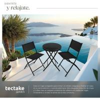 Conjunto Muebles Jardín Exterior 3 Piezas con Estructura de Acero, Mesa y Sillas Terraza Resistentes a Intemperie, Topes en Patas, Tela de Secado Rápido, Asas para Fácil Transporte - Negro - details 5