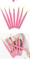 Pinzas para Pestañas Profesionales en Acero Inoxidable Rosa Anti-Estático No Magnético Herramienta de Maquillaje para Extensión de Pestañas 3D - details 9