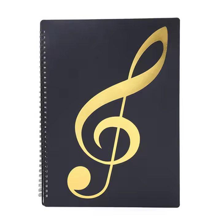 Carpeta de partituras, 60 páginas, soporte para partituras, se adapta a la letra tamaño A4, carpeta de coro grabable y desmontable (negro) - 1