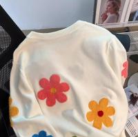 Jersey coreano con bordado Floral, suéter de alta calidad para mujer, Tops elegantes de punto con cuello redondo - details 12