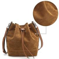AFKOMST Bolsos tipo cubo de cuero Bolso cruzado con cordón para mujer Bolsos medianos y hobo con 2 correas para el hombro Mochila de lujo de alta gama - details 2