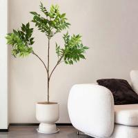 Plantas artificiales grandes de 76-140 cm, árboles falsos, ramas de árbol de banyan de plástico, hojas de violín verdes para jardín, hogar y oficina - details 4