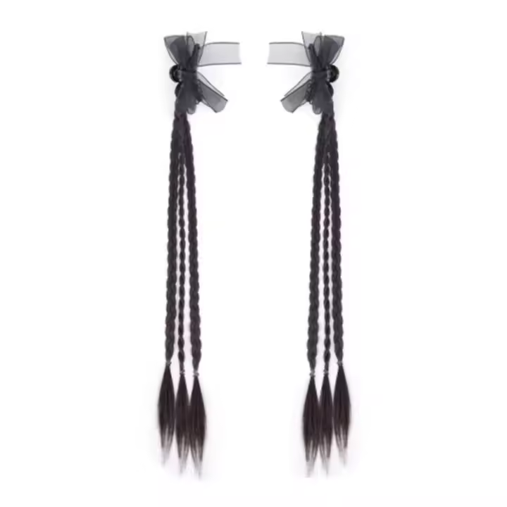 2 uds. De extensión de cabello de cola de caballo con lazo negro estilo Ballet, peluca trenzada de boxeo con cola de poni, peluca trenzada larga Natural para uso diario - 1
