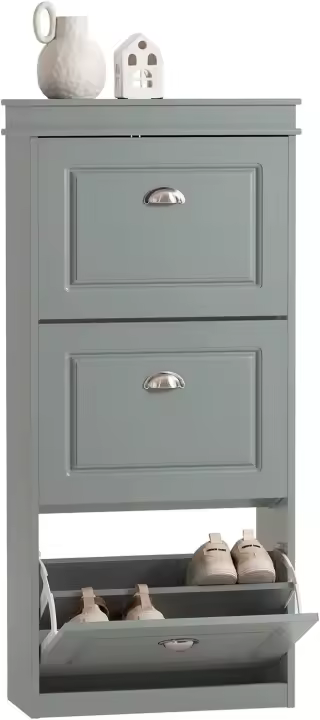 Estrecho con 3 Puertas Abatibles Organizador para Zapatos Blanco FSR94-W ES - 1