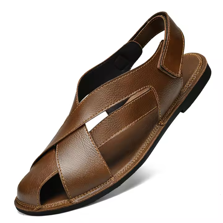 Sandalias de cuero para hombre, Calzado cómodo, transpirable, informal, antideslizante, para interiores y exteriores, talla grande - 1