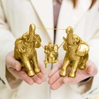 Conjunto de figuritas de resina de elefante dorado, conjunto de Navidad, escultura para el hogar, arte, mesa de sala de estar, artesanías decorativas, regalo familiar - details 4