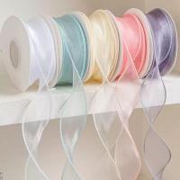 1 rollo de cintas de gasa de cola de pez de 9m, cinta de Organza Multicolor para ramo DIY, envoltura de regalo, Material de decoración para festivales de boda - details 0