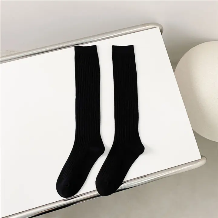 Nuevas medias de mujer tendencias de primavera estilo pijo Casual calcetines hasta la rodilla calcetines largos de Color sólido de alta calidad cómodos - 1