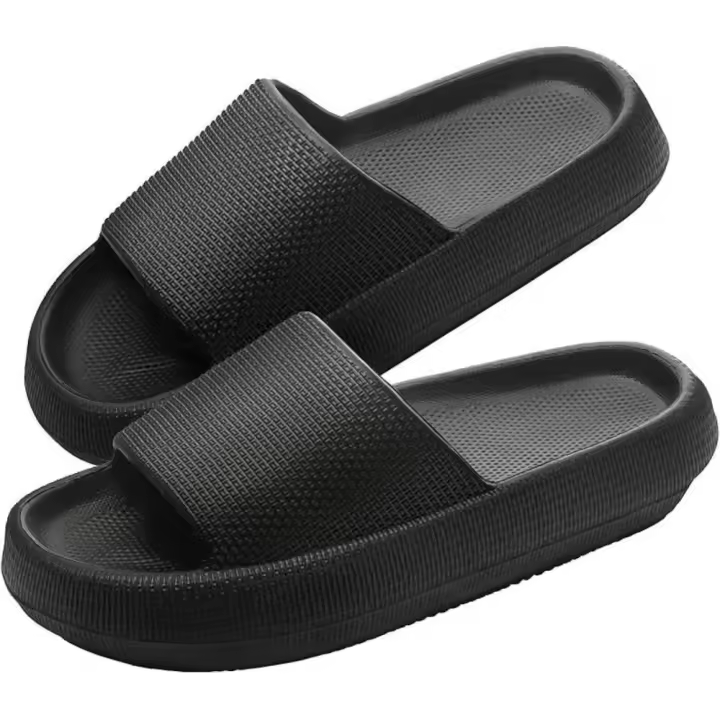 Zapatillas cómodas para el hogar y la ducha, pantuflas de verano antideslizantes, rosa y negro. - 1