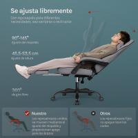 Silla de Oficina de Metal con Respaldar y Soporte Lumbar Asiento Amplio y Lleno de Cojín, Diseño de Malla Gris, GS11gr - details 6