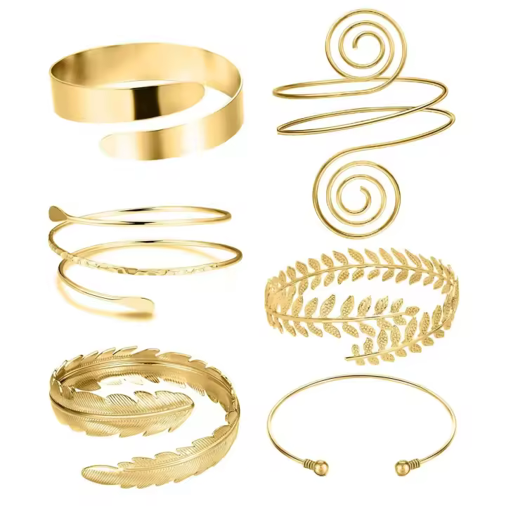 FTCY 6 piezas de brazo superior para mujer, conjunto de pulsera de color dorado, brazalete ajustable - 1