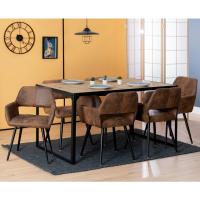 2 Sillas Comedor Vintage Retro Sillón Tapizado en Gamuza con Reposabrazos Patas Metálicas para Cocina Salón - details 7