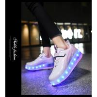 YUNICUS Led Light Boys Girls Shoe USB Charging Black Two Wheels Luminous Sneakers Roller Skate Shoes for Children Kids Led Shoes - details 18