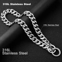 Collar para perro, eslabón cubano de 15 mm de ancho, plateado para perros, cadena antideslizante de entrenamiento para mascotas de metal de acero inoxidable suave y fuerte - details 7