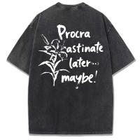 Procra Astinate Later Maybe Print-camisetas lavadas para mujer, camisetas informales de verano, Top deportivo de manga corta suave y cómodo a la moda - details 28