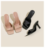 Zapatillas de Moda de Tacón Alto y Estrecho Pisa Fuerte con Estilo Diseño de Cabeza Cuadrada y Dedo Abreto Desgaste Elegante - details 14