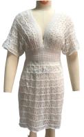 Mini vestido de playa de ganchillo con cuello en V, cubierta de punto de manga corta para mujer, túnica ligera de verano para traje de baño - details 0
