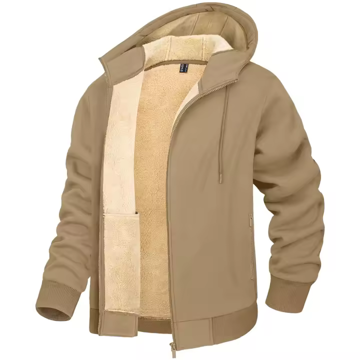 MAGCOMSEN-Sudadera con capucha y forro polar para hombre, abrigo de sherpa, chaqueta cálida a prueba de viento - 1