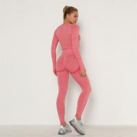 conjunto de yoga para mujer sin costuras ropa deportiva de gimnasio con manga larga sujetador de alto cinturón leggings de gimnasio traje deportivo - details 39