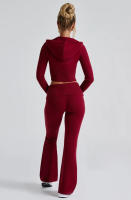Conjunto de dos piezas de moda para mujer, Top con capucha, pantalones informales, ajustados, primavera - details 26
