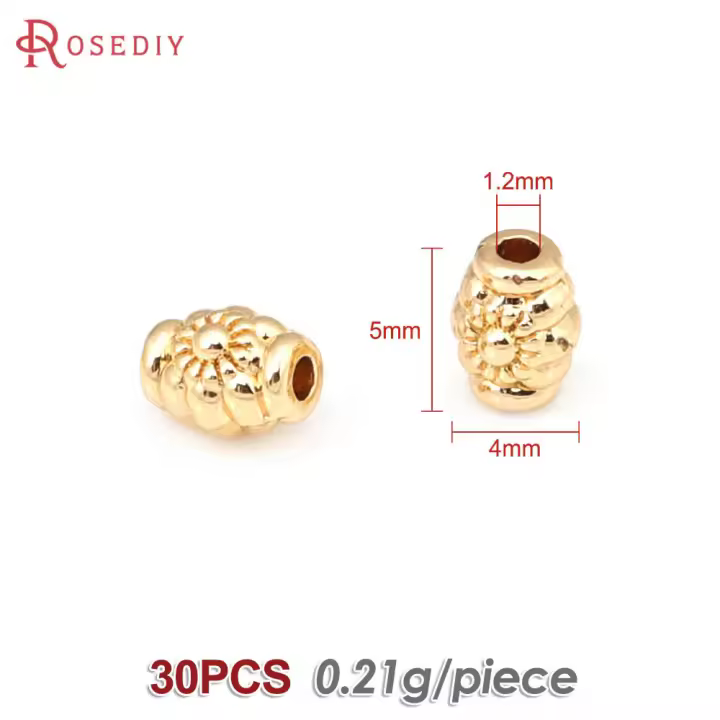 Cuentas de Brass Doradas de 18K Diseño Ovalado Cilíndrico Suministros para Hacer Joyería DIY - 1
